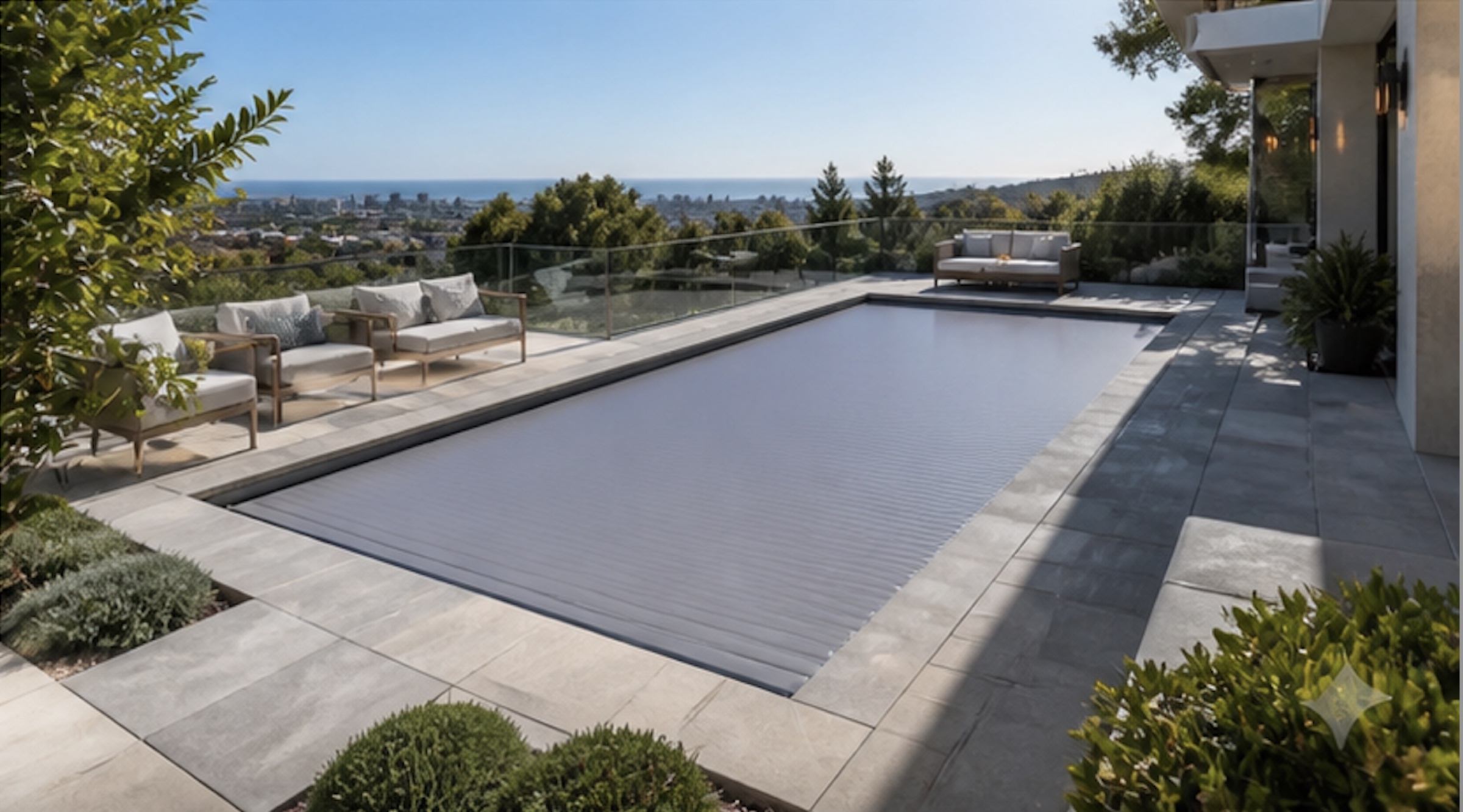 Pool overlooking the valley at dusk